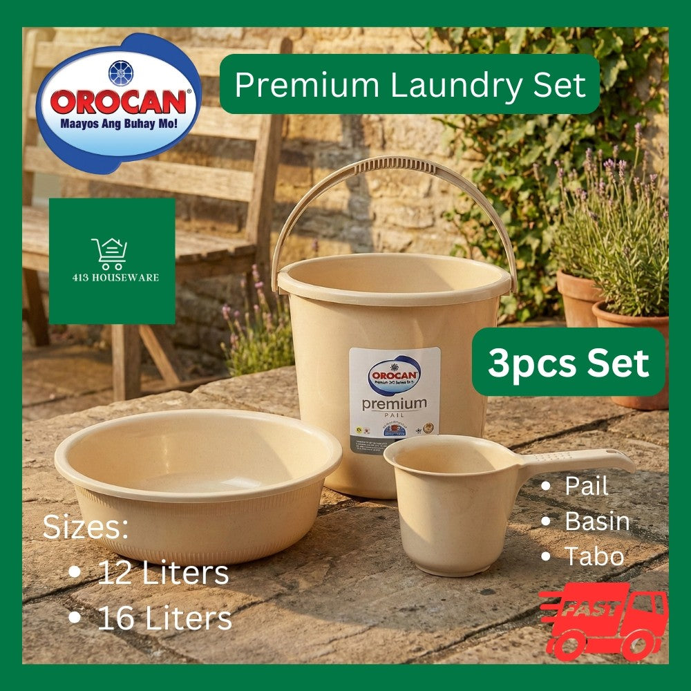 Orocan Premium Laundry Set Pail Basin Tabo Dipper Balde Timba Hugasan Labahan Labahin Basket Laba