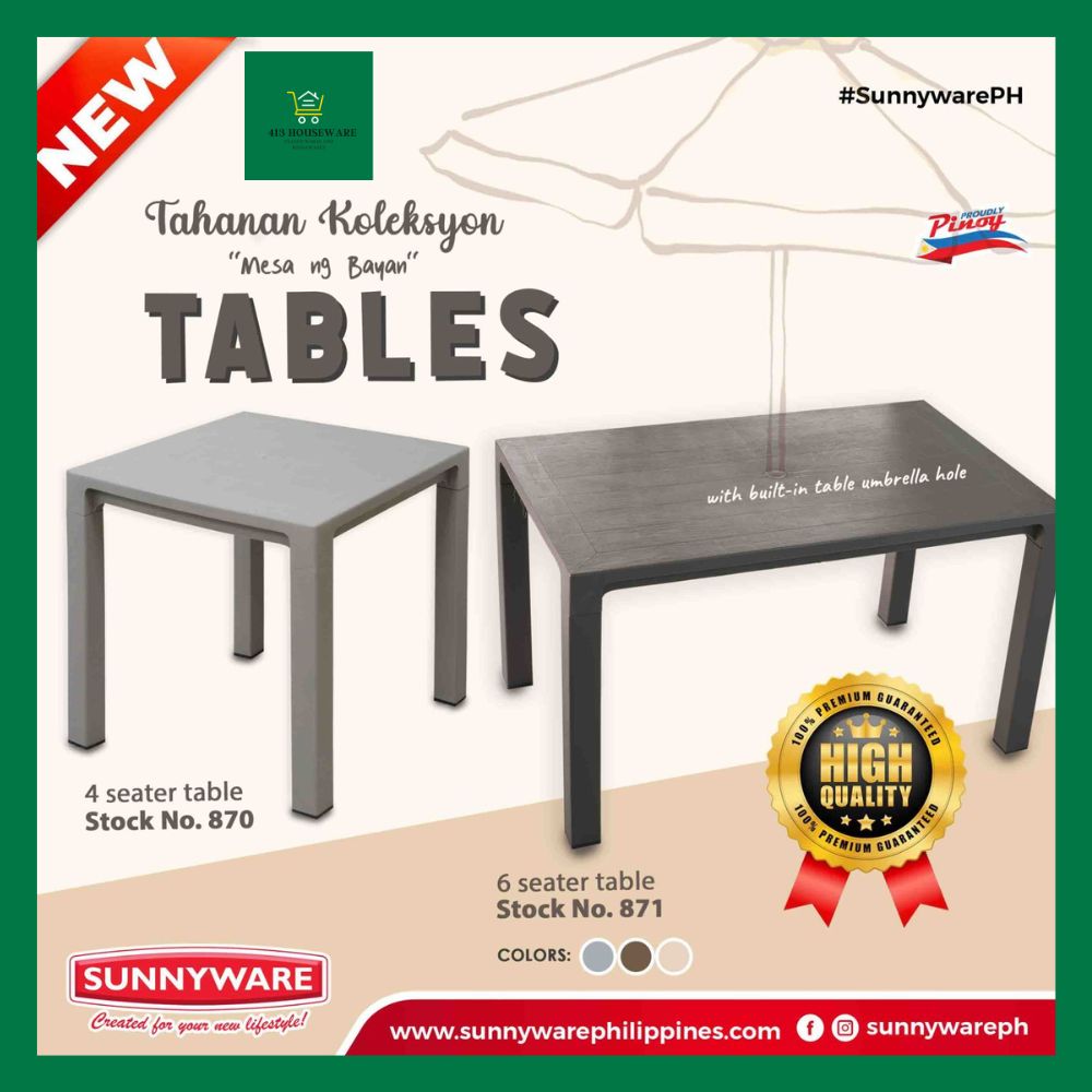 Plastic Dining Table 4 seater 6 seater Square Table Rectangle Table - Sunnyware #870 #871