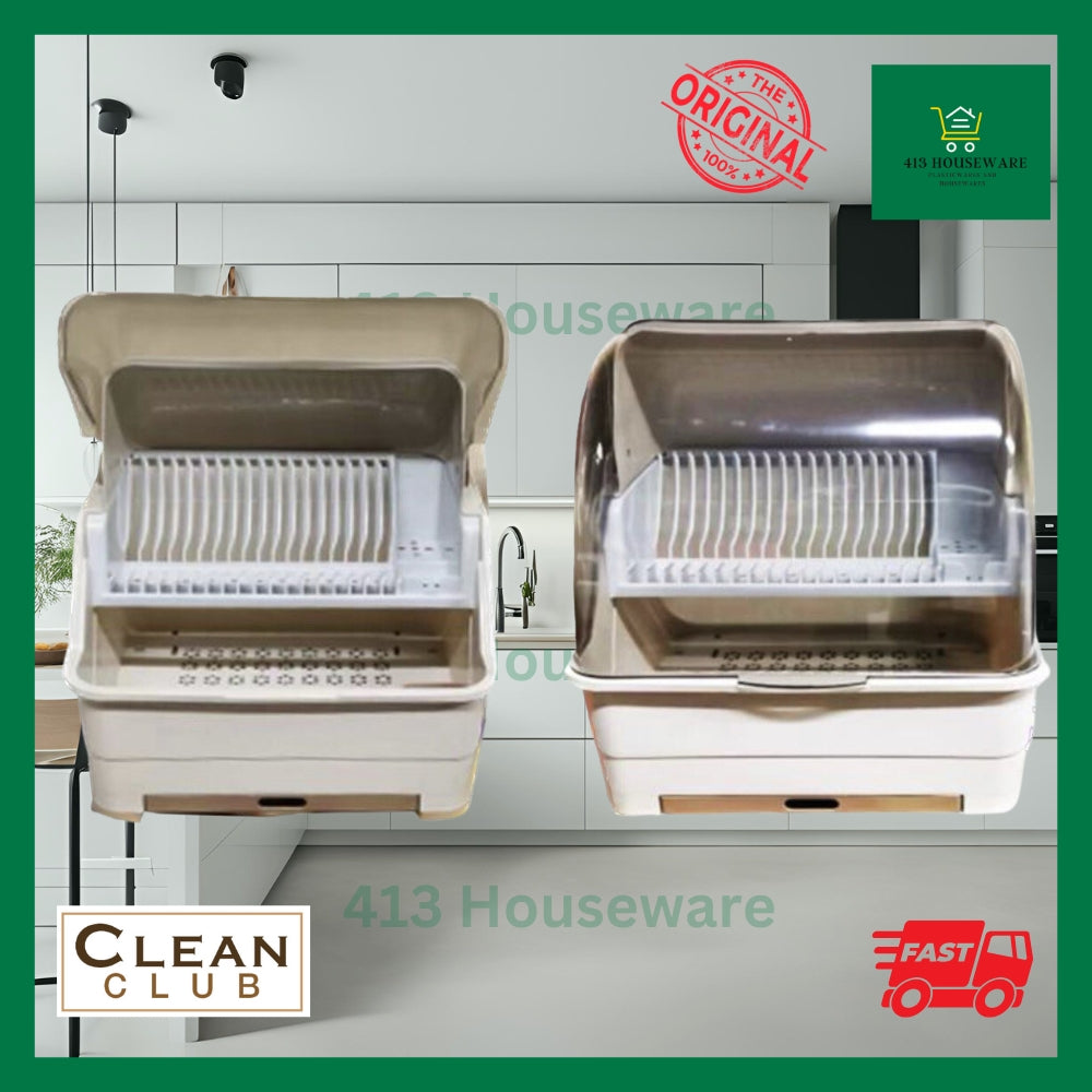 Clean Club 2-Layer XL Dish Cabinet & Drainer with Cover - Dish Carrier #2205