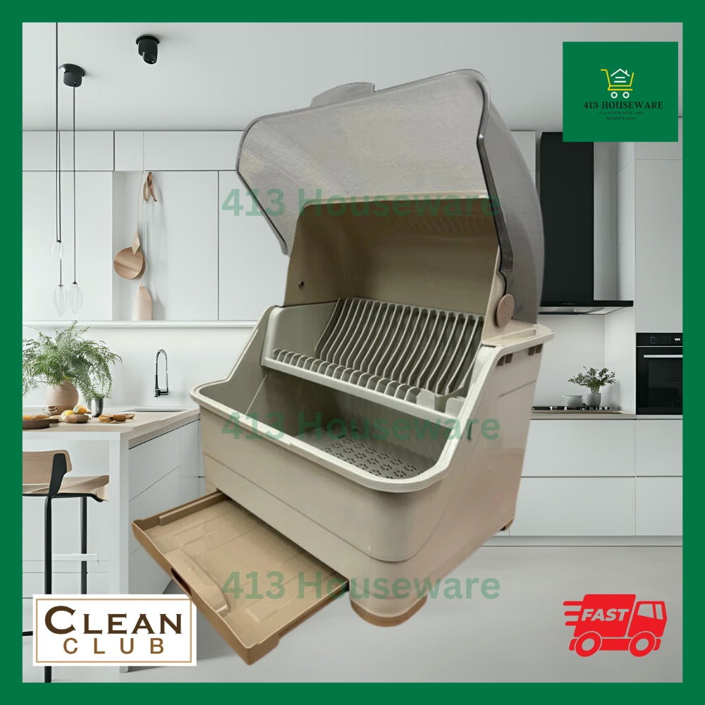 Clean Club 2-Layer XL Dish Cabinet & Drainer with Cover - Dish Carrier #2205