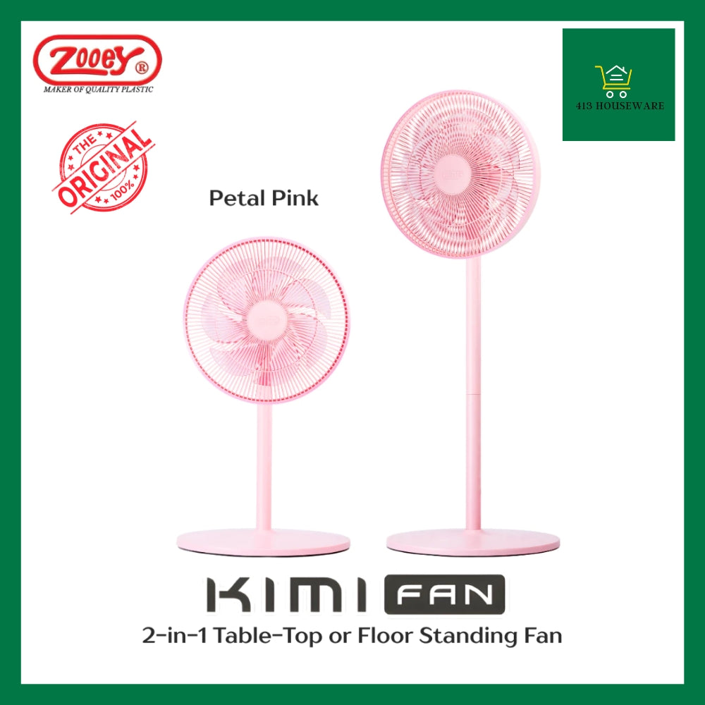 Two pink standing fans on a white background with 'Kimi Fan' branding.
