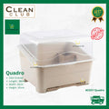 Clean Club Quadro Mini Dish Drainer with Cover (Model 2307) - Compact White Plastic Plate Organizer