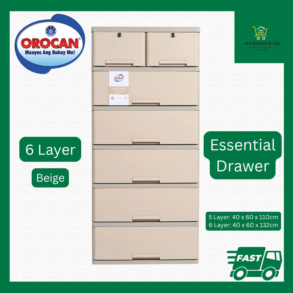 Orocan Essential Drawer Beige 6-layer drawer unit durabox